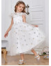 Off Shoulder Star Tulle Shimmering Flower Girl Dress